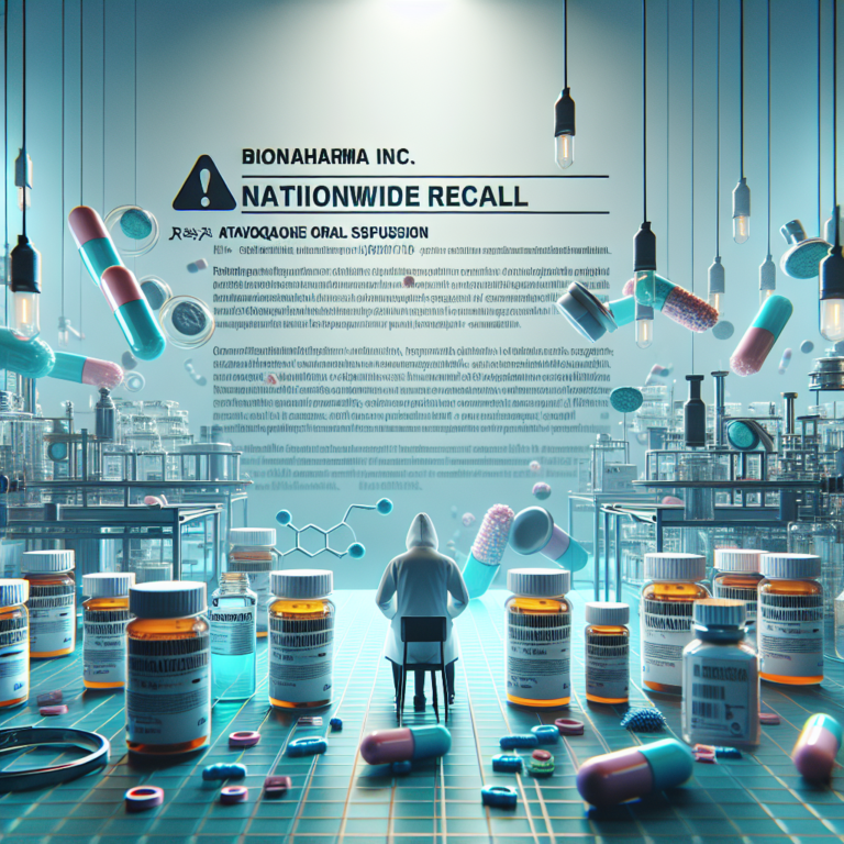 Bionpharma Inc. Announces a Voluntary Nationwide Recall of Atovaquone Oral Suspension Because of Bacterial Contamination Issues