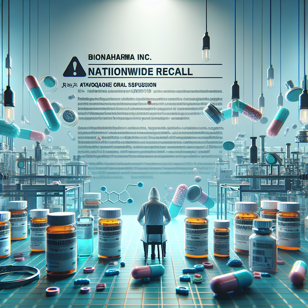 Bionpharma Inc. Announces a Voluntary Nationwide Recall of Atovaquone Oral Suspension Because of Bacterial Contamination Issues