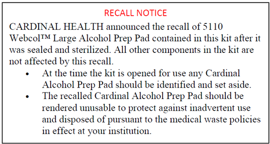 Windstone Medical Packaging, Inc. Releases Update for Convenience Kit: Important Correction Announced